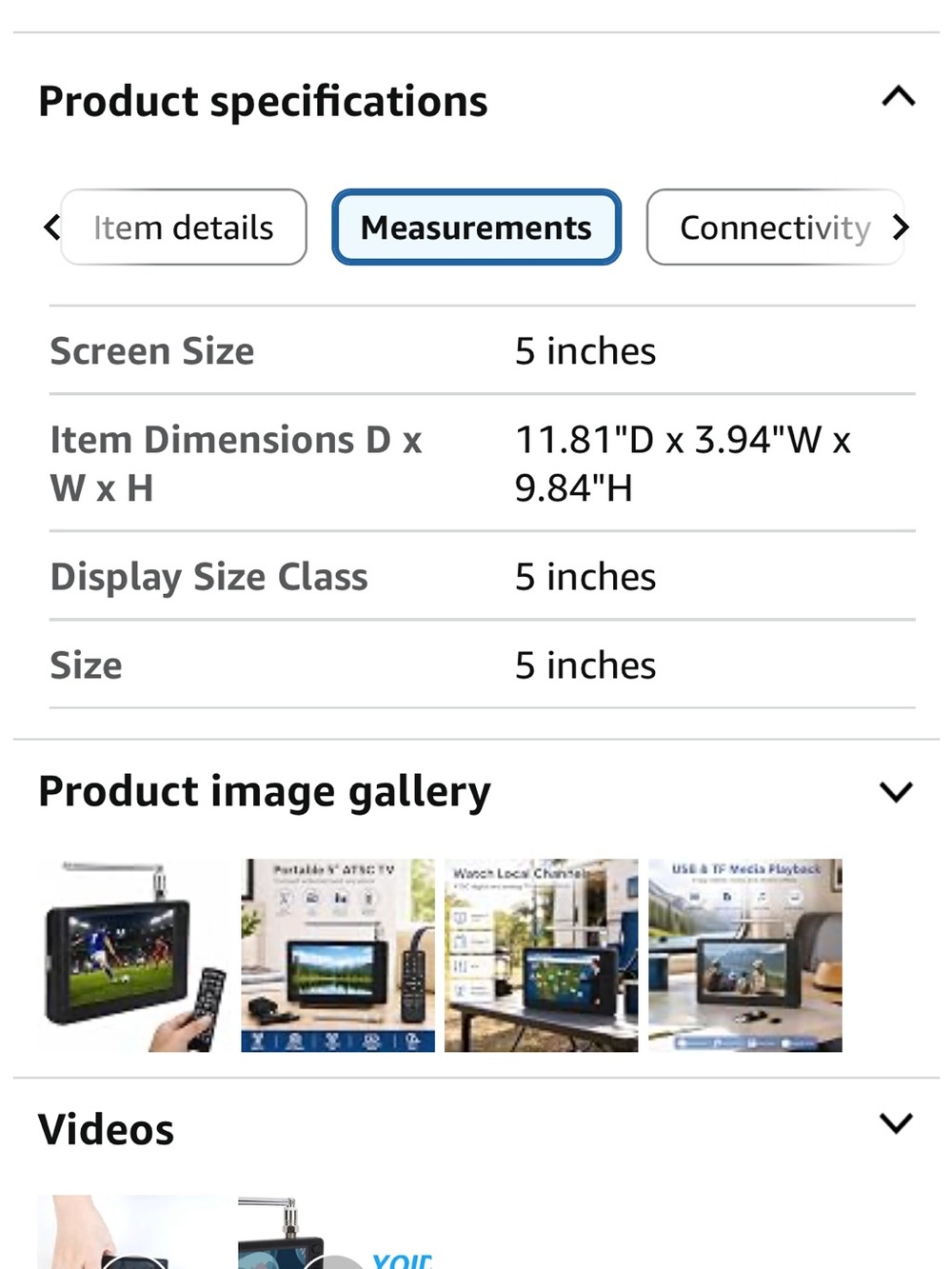 Brand New 5" Portable Handheld TV with FM Radio - Black - Picture 8 of 10